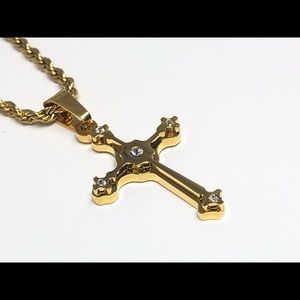 Stainless steel gold cross necklace